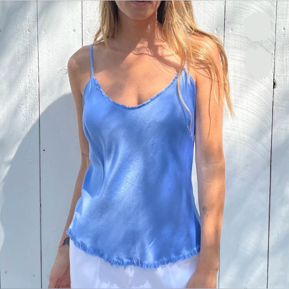 Pharaoh Collection Dawn Cami Vintage Satin Periwinkle Blue Camisole Top Medium